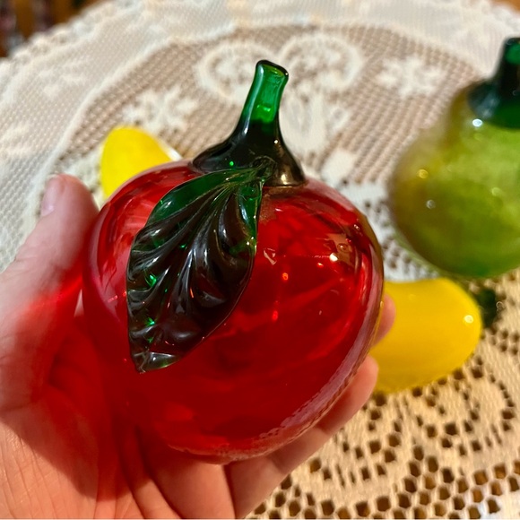 Vintage 70’s Murano Glass Fruit Banana Apple Pear - Art Glass Fruit - Picture 2 of 6